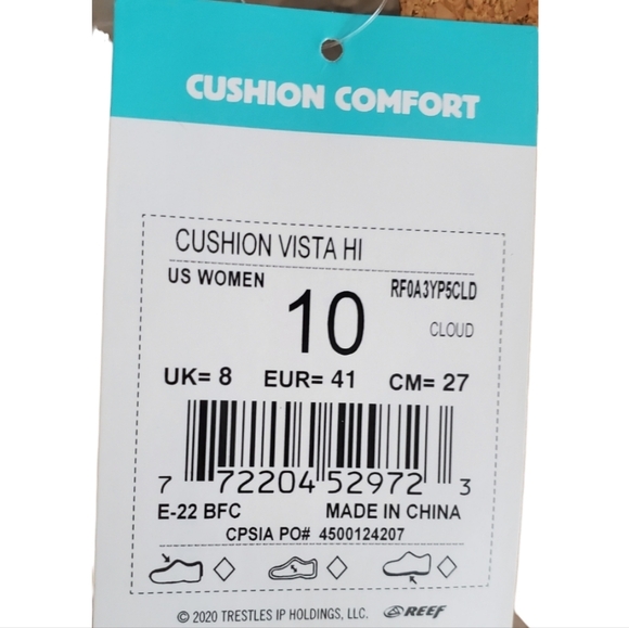 NWT IOB Reef Cushion Vista Hi White Slide Cork Sandals Womens 10 Vegan - Picture 8 of 8